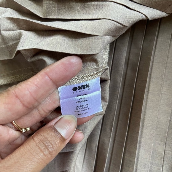 Osis Studio Stacey Purple and Tan Pleated Linen Cotton Mini Skirt - Picture 5 of 9